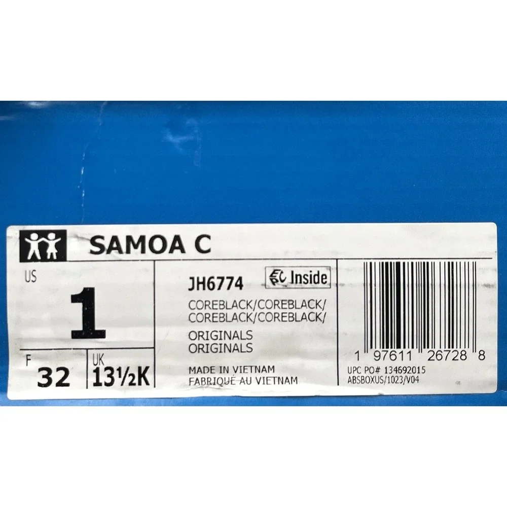 adidas Originals Samoa C Youth Big Boys Girls Leather Sneaker Size 1 Core Black